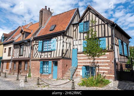 france,hauts-de-france,amiens,quartier saint leu sur la somme,maison à colombages classée Banque D'Images