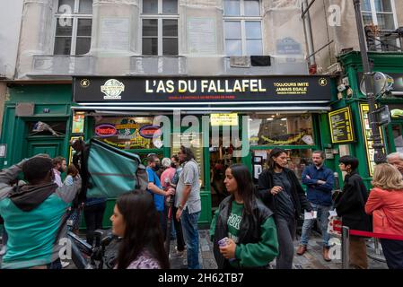 france, paris, l'as du fallafel, plats à emporter bien connus dans le quartier juif du marais Banque D'Images