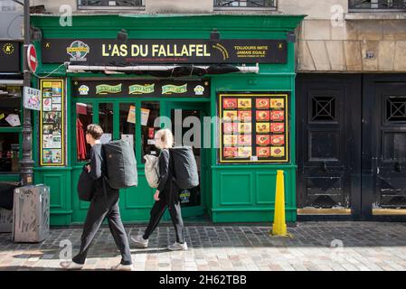 france, paris, l'as du fallafel, plats à emporter bien connus dans le quartier juif du marais Banque D'Images