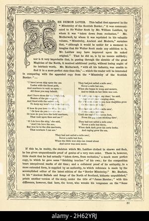 Livre de British Ballads, The Daemon Lover, Daemon, victorien du XIXe siècle.Une ballade écossaise populaire datant d'environ 1685 Banque D'Images