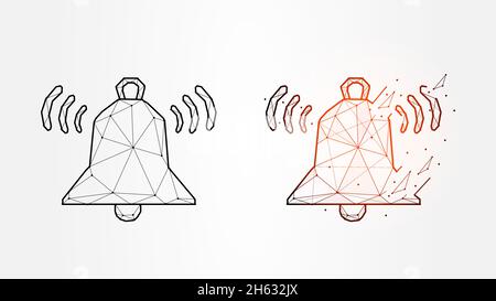 Sonnerie de message de notification d'illustration vectorielle polygonale, bannière ou modèle d'alerte ou d'alarme Illustration de Vecteur