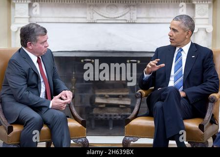 Le président Barack Obama tient une réunion bilatérale avec le roi Abdallah II de Jordanie dans le Bureau ovale, le 24 février 2016. Banque D'Images