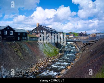 europe,norvège,province de trondelag,ville minière de röros,musée de röros,centre d'accueil sur la rivière haelva Banque D'Images