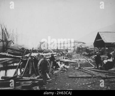 'Crimean War photos: Lieu d'atterrissage, magasins de chemin de fer, Balaklava, regardant le port ca.1855' Banque D'Images