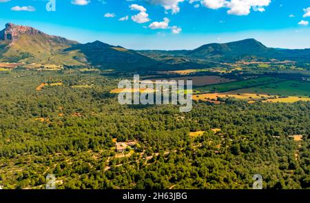 vue aérienne, finca dans la forêt d'alaró,alaro,mallorca,iles baléares,baleares,espagne Banque D'Images