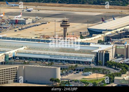 vue aérienne,aeropuerto de palma de mallorca,aéroport de palma de mallorca,bâtiment de réception,mallorca,iles baléares,espagne Banque D'Images