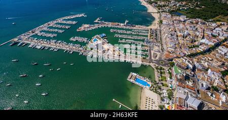 vue aérienne, baie et port de pollença,pollença,mallorca,iles baléares,espagne Banque D'Images