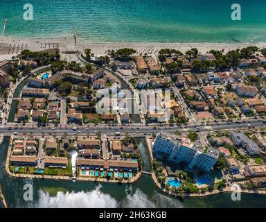 vue aérienne,allsun hotel orquidea playa,plage platja d'alcudia,alcudia,mallorca,iles baléares,espagne Banque D'Images