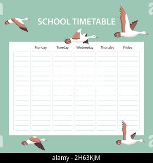 Carte créative du programme scolaire avec des oiseaux en arrière-plan Illustration de Vecteur