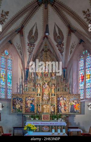 kaltern, province de bolzano, tyrol du sud, italie. l'autel de l'église de st. vigile à altenburg au-dessus de kaltern Banque D'Images