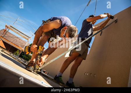 allemagne,bavière,construction d'une maison préfabriquée en bois, Banque D'Images