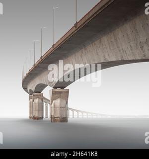 longue exposition du pont de l'ile de re en france. Banque D'Images