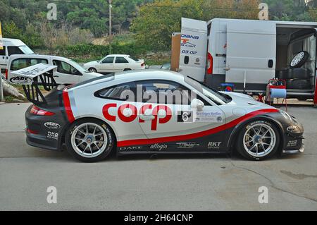 Jordi Gaig-Porsche 911 GT3 Cup dans le Subiba al Coll del Pollatre-2018 du Championnat de Catalogne de montagne automobile Banque D'Images