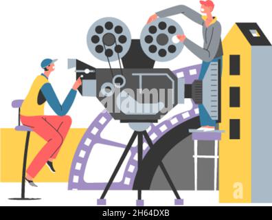 Cinéma et réalisation de films en studio vectoriel Illustration de Vecteur
