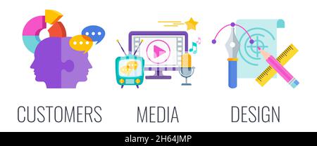 Bannière narrative de marque.Relation de marque avec les clients. Illustration de Vecteur