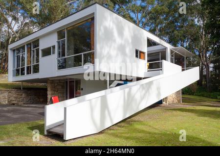 Le moderniste Rose Seidler House, à Wahroonga, Sydney, en Australie, a été conçu et construit en 1948 par son fils, le célèbre architecte Harry Seidler Banque D'Images