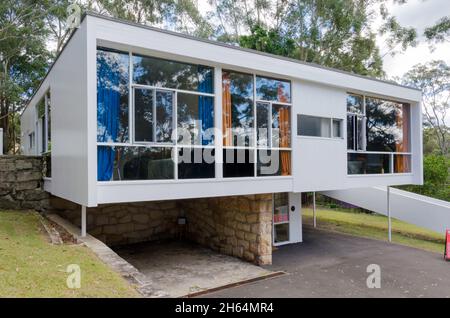 Le moderniste Rose Seidler House, à Wahroonga, Sydney, en Australie, a été conçu et construit en 1948 par son fils, le célèbre architecte Harry Seidler Banque D'Images