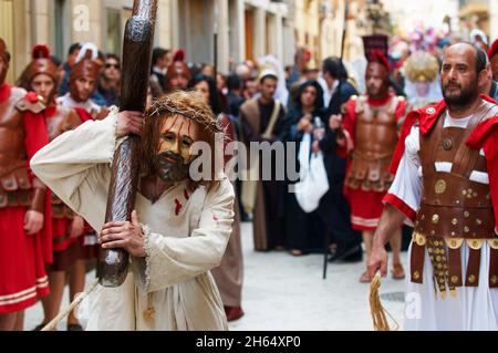 Italie, Sicile, Marsala, jeudi Saint, procession de Mistery (Processione dei Misteri vicic) Banque D'Images