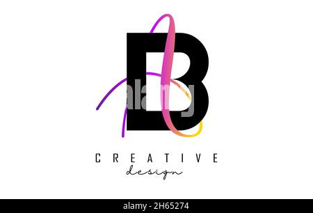 Logo lettres BA avec deux couleurs.Lettres B et A avec typographie géométrique et manuscrite.Illustration vectorielle créative avec lettres. Illustration de Vecteur