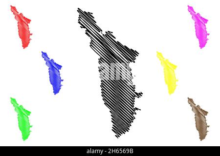 District de Bahraich (État de l'Uttar Pradesh, République de l'Inde) carte illustration vectorielle, scribble plan carte de Bahraich Illustration de Vecteur