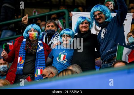 Stade Monigo, Trévise, Italie, 13 novembre 2021,Supporters italiens lors du match de Test 2021, Italie contre Argentine - match de rugby de la coupe des Nations d'automne Banque D'Images