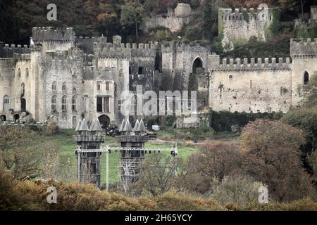 Château de Gwrych Abergele pays de Galles.De nouvelles photos montrent les préparatifs bien en cours au château de Gwych pour l'approche de je suis une célébrité 2021 Banque D'Images