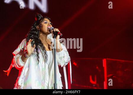 Las Vegas, États-Unis.12 novembre 2021.Jazmine Sullivan pendant le Day N Vegas Music Festival le 12 novembre 2021, à Las Vegas, Nevada (photo de Daniel DeSlover/Sipa USA) crédit: SIPA USA/Alay Live News Banque D'Images