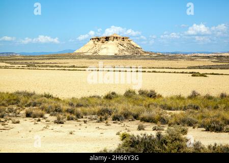 , Bardenas Reales est un parc naturel semi-aride de désert espagnol de l'UNESCO avec un paysage lunaire de 42,500 hectares.in la région de Navarre du nord de l'Espagne Banque D'Images