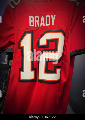 Le grand magasin phare de Macy présente des maillots de l'équipe NFL, New York City, États-Unis Banque D'Images