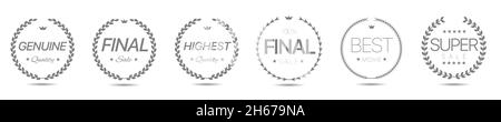 Solde ensemble d'étiquettes pour couronne gris Laurier Illustration de Vecteur