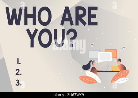 Affichage conceptuel qui êtes-vous question.Photo conceptuelle posant des questions sur l'identité d'une personne ou sur des renseignements personnels Résumé conversation et entrevue Banque D'Images