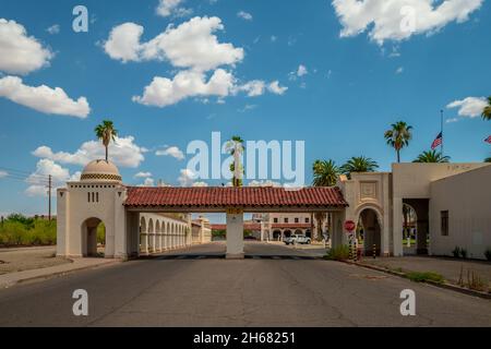 Gare dans la ville d'Ajo.Bâtiment historique. Banque D'Images