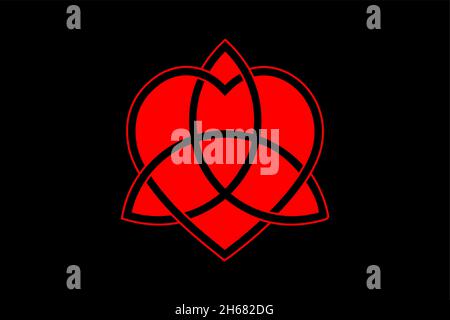 Nœud d'amour celtique, forme de coeur entrelacée et triquetra, nœud symbole d'amour éternel.Logo rouge icône Valentines concept, vecteur tatouage isolé Illustration de Vecteur