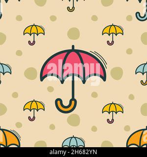 Motif vectoriel sans couture avec motif de parapluies peut être utilisé dans les textiles, pour la conception de livre, arrière-plan de site Web Illustration de Vecteur