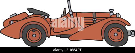 Le dessin à la main vectorisé d'un roadster rouge vintage Illustration de Vecteur