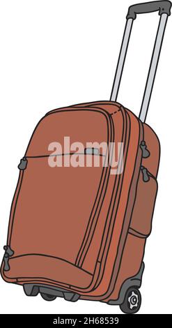 Le dessin à la main vectorisé d'une grande valise sur roues Illustration de Vecteur