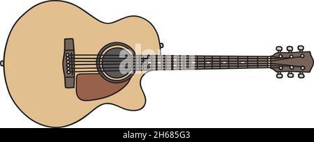 Le dessin à la main vectorisé d'une guitare acoustique Illustration de Vecteur