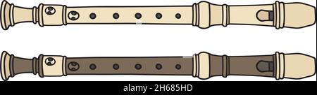 Le dessin à la main vectorisé de deux flûtes classiques Illustration de Vecteur