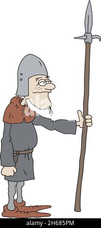 Le dessin à la main vectorisé d'un guerrier gothique drôle Illustration de Vecteur