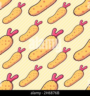illustration vectorielle à motif de crevettes croustillantes sans couture Illustration de Vecteur