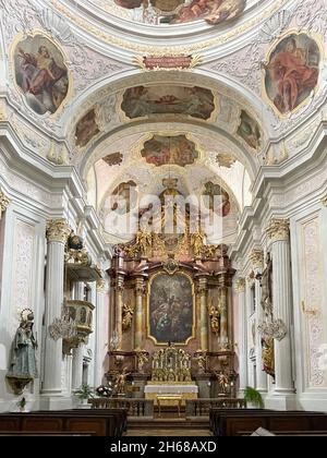 Munich, Allemagne - 9 juillet 2021 : église de la Trinité de style baroque à Munich, Allemagne. Banque D'Images