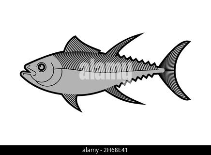 Panneau thon.Poisson de fruits de mer Icon Tunny.Illustration du vecteur de symbole Illustration de Vecteur