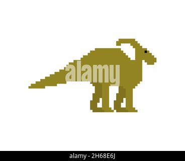 Parasaurolophus pixel art dinosaure. Pixelated Ancient animal.Monstre préhistorique Dino 8 bits.Beast est période jurassique Illustration de Vecteur