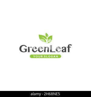 Design minimaliste du logo Greenleaf Leaves Illustration de Vecteur