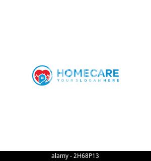 Design moderne DU logo de la main de construction en forme de coeur HOMECARE Illustration de Vecteur