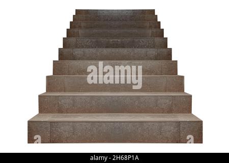 Escalier en béton isolé.Marches de pierre ou de tuile sur fond blanc vierge.Photo de haute qualité Banque D'Images