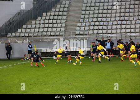 BUCAREST, ROUMANIE - 13 novembre 2021 : le match de rugby Roumanie contre pays-Bas fait partie du championnat de rugby Europe. Banque D'Images