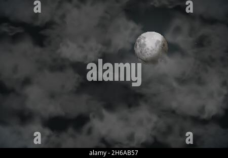 Ciel nocturne sombre avec lune et nuages réalistes Illustration de Vecteur