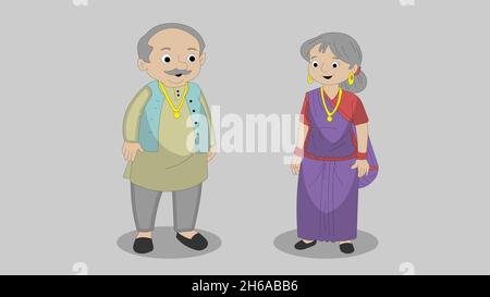 vieux et femmes indiens Illustration de Vecteur