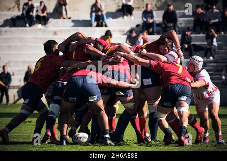 Légende : Madrid, Espagne.14 novembre 2021.Rugby Europe Championship 2021 - Espagne vs Russie.Le Championnat d'Europe de rugby 2021 fait partie du processus de qualification pour la coupe du monde de rugby 2023 en France.Estadio Central UCM, Madrid, Espagne.Crédit: EnriquePSans/Alay Live News Banque D'Images